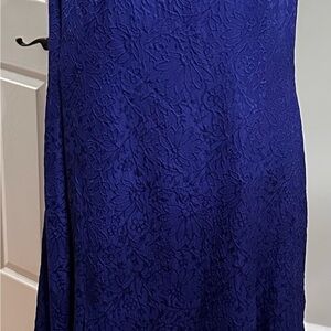 Elegant Blue Floral Brocade Dress